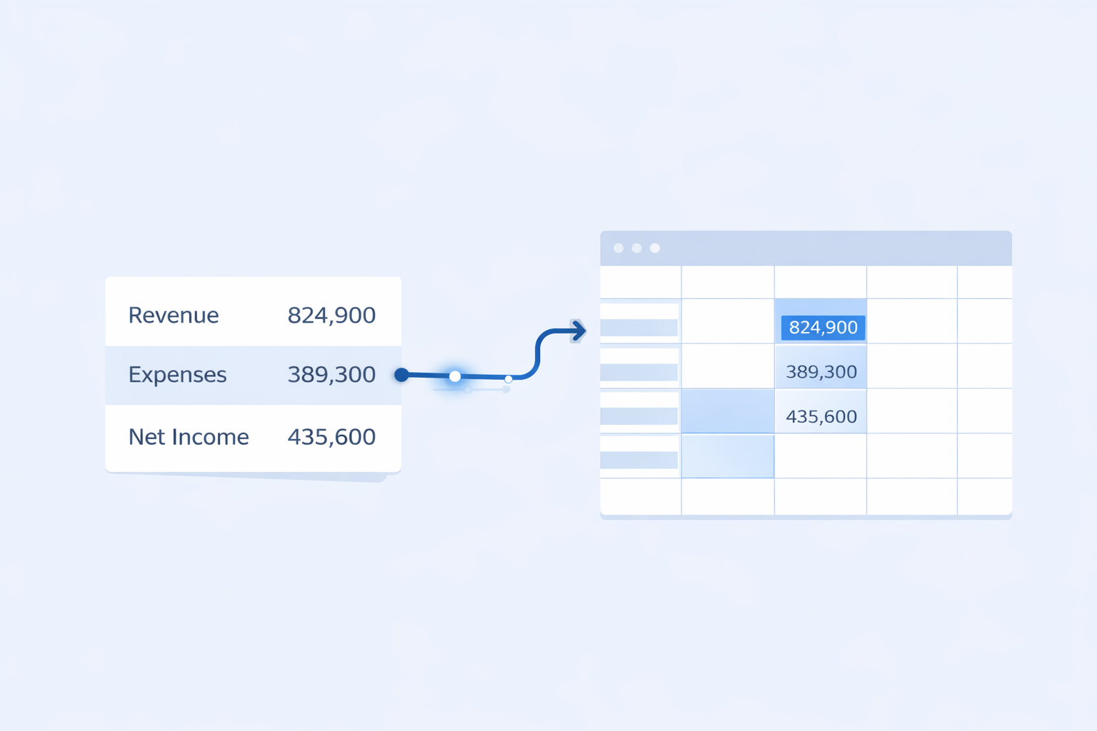 Extracted figures mapped into a valuation workbook